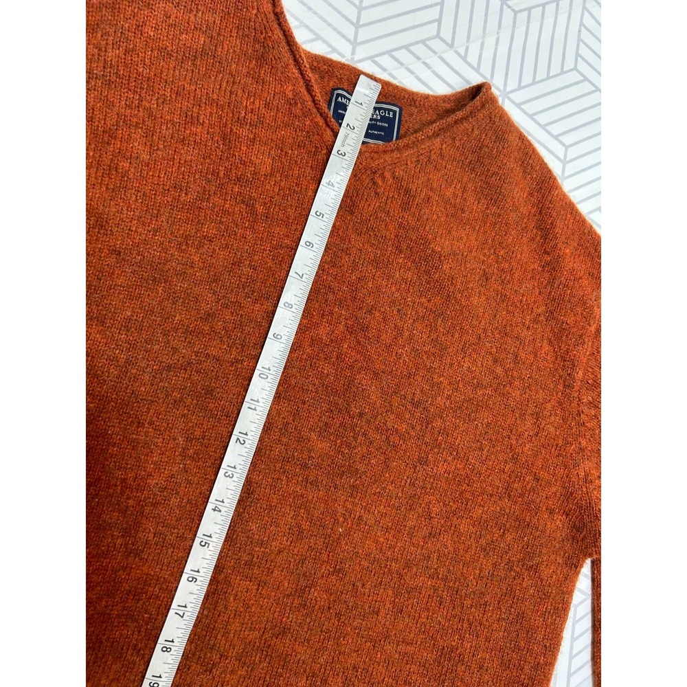 Vintage American Eagle Mens size‎ L 100% Shetland Wool weater Rust Orange g - Picture 4 of 12